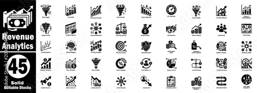 Картината върху платно Revenue analytics icons set
