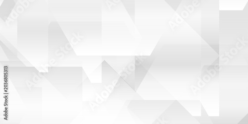 Tableau sur toile Abstract white and gray geometric background with overlapping subtle polygon sha
