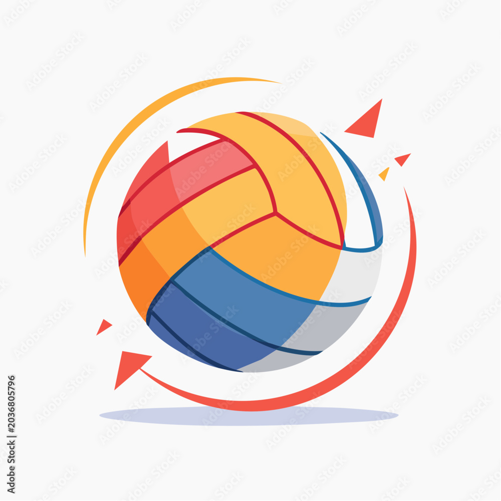 Fototapeta premium Volleyball Icon with Dynamic Motion Lines
