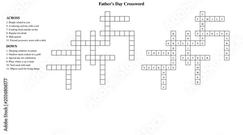 Cuadro en lienzo Father's day crossword puzzle template for family activities