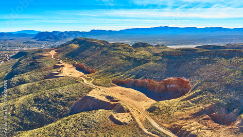 Canvas Print Aerial Desert Hills Back Country Road and Open Landscape Near Las Vegas Nevada