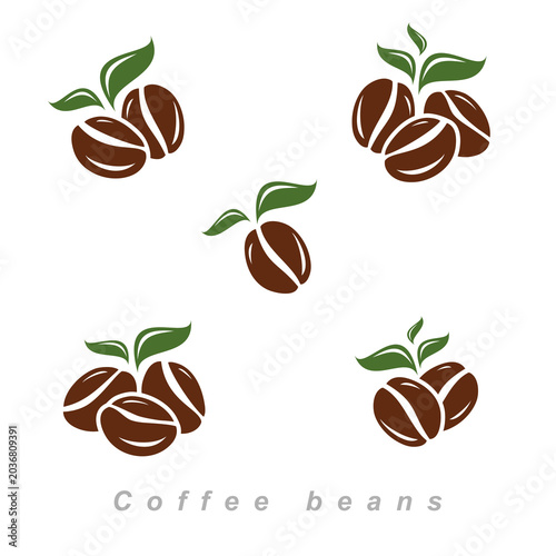 Coffee beans set. Collection icon coffee. Vector