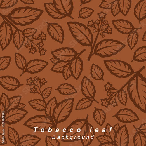 Tobacco leaf background, pattern set. Collection icon tobacco. Vector