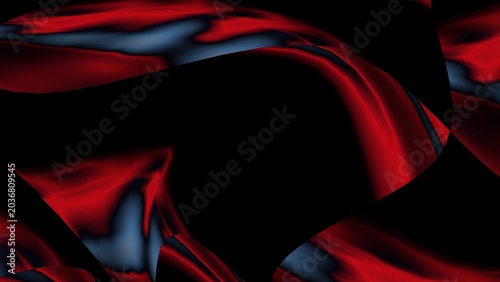 Canvas Print Dynamic crimson and sapphire abstract forms intertwine on a deep black canvas, c