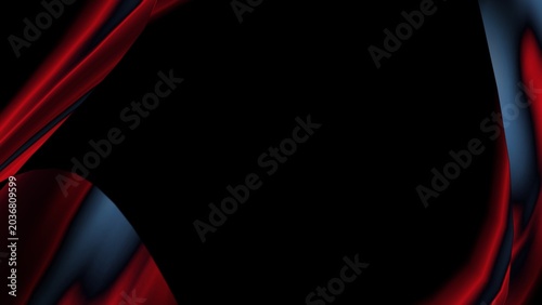 Cuadro en lienzo Abstract Red and Blue Fabric Flowing on Black Background