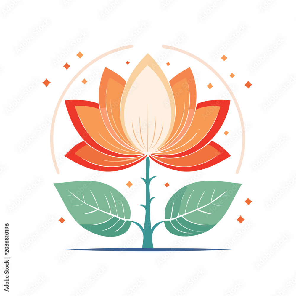 Obraz premium Stylized Lotus Flower Illustration