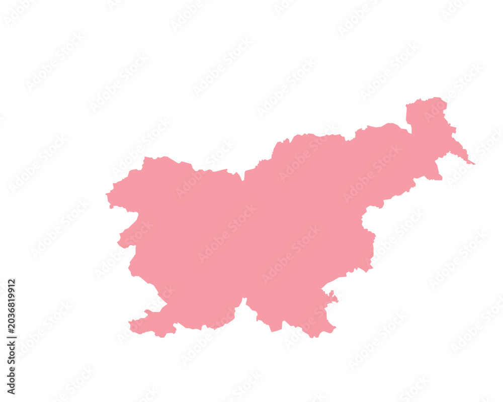 Fototapeta premium Map of Slovenia, sign silhouette. World Map Globe. Vector Illustration isolated on white background. Europe continent.