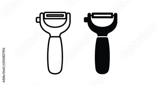 Vegetable peeler illustrations black and white line art on a white background