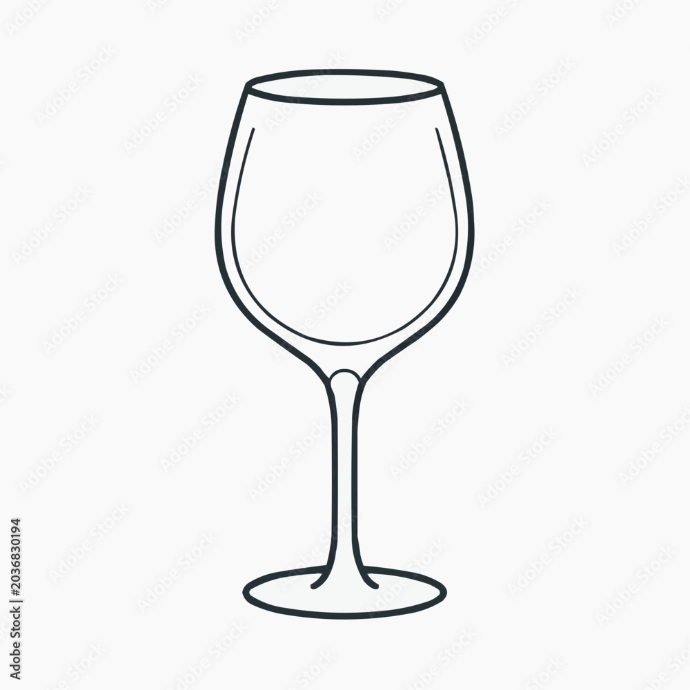 Obraz premium Empty wine glass outline simple illustration on white background