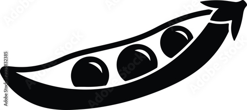 Cuadro en lienzo Silhouette vector of a fresh green pea pod vegetable design