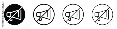 Tableau sur toile Set of icons indicating no sound or silence, with a megaphone symbol crossed out