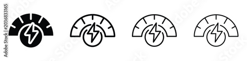 Billede på lærred Speedometer icon with lightning bolt symbolizing power and performance