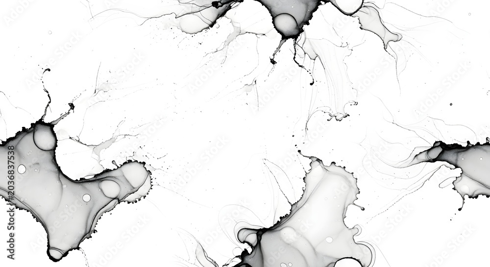 Naklejka premium Abstract Monochrome Ink Splatter Texture Background.