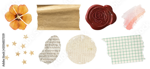 PNG Vintage scrapbook embellishments collection on transparent background
