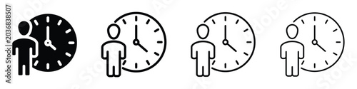 Foto Person standing next to a clock face, representing time management and punctuali