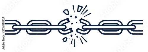 Photos Illustration of a broken chain link symbolizing disruption, weakness, or disconn
