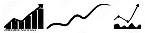 Photos Predictive analytics trend line icon set with solid black line on white backgrou