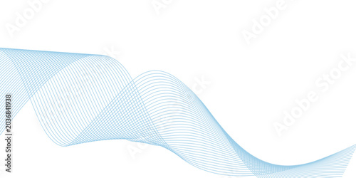 abstract vector blue wave melody lines on white background
