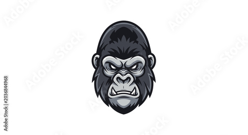 Photography Aggressive Gorilla Head Mascot Logo, Fierce Primate Face