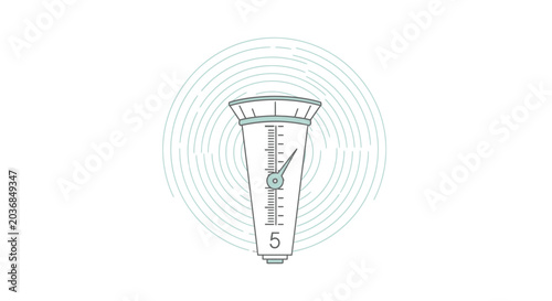 Abstract illustration of a measuring instrument with circular waves, symbolizing data or sound