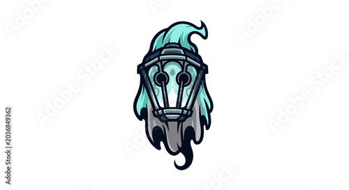 Spooky Ghost Lantern Mascot Character - Eerie Glow and Mysterious Aura
