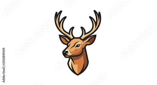 Majestic Deer Head Silhouette with Antlers, Wildlife Icon, Vector Art