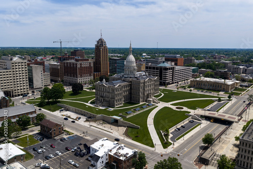 Michigan State Capitol Lansing Aerial View of Historic Dome and Michigan Government Landmark