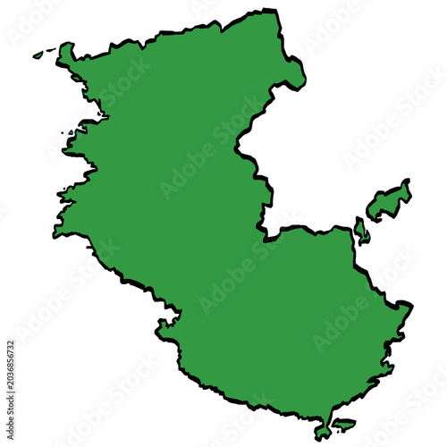 Photos 和歌山県地図 近畿 緑色 筆タッチ 和風 西日本 / A brushstroke map of Wakayama Prefecture / green