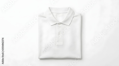 Clean White Folded Polo Shirt Mockup on White Background - Professional Apparel Template for Branding and Design