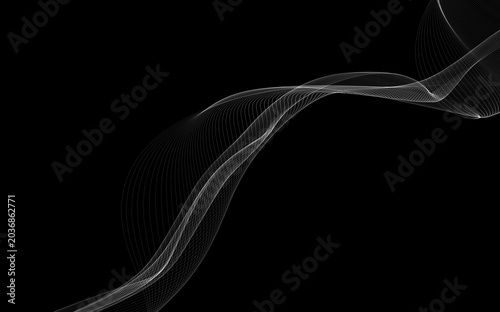 Dark abstract background with a glowing abstract waves