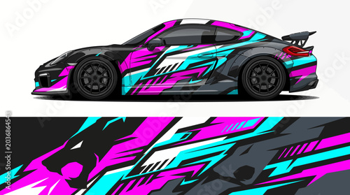 Obraz na płótnie Colorful sports car with dynamic paint design.