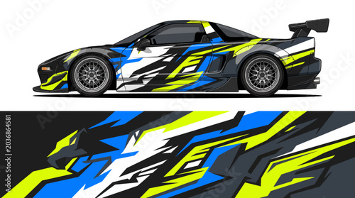 фотографія Colorful racing car with dynamic design elements.
