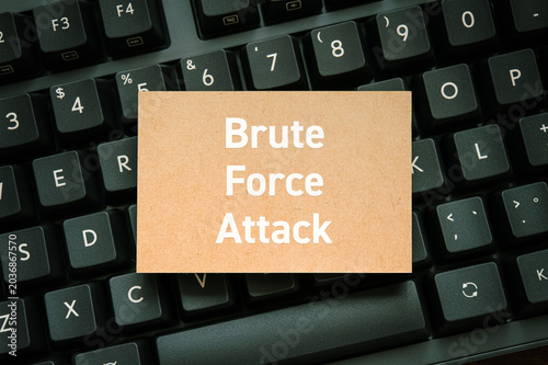 Fotografía Secure technology and Brute Force Attack on card with keyboard