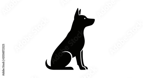 Fotografie Sitting dog silhouette representing companionship, loyalty, and pets on a neutral white background