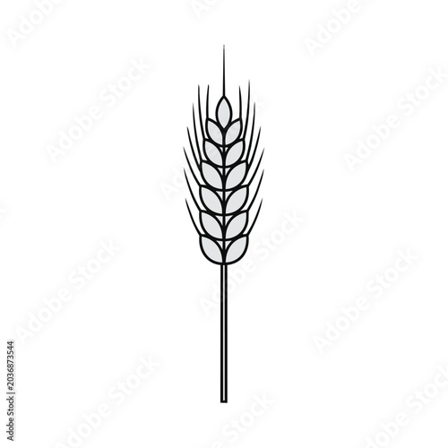 Single Wheat Ear Stalk Vector Illustration