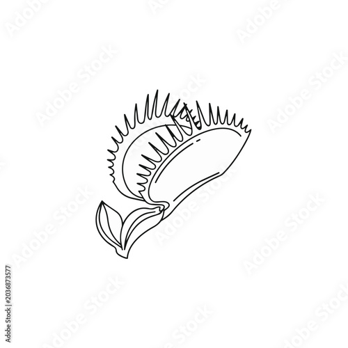 Minimalist Venus Flytrap Line Art Vector Illustration