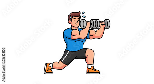 Man Lifting Dumbbells During Lunges Exercise