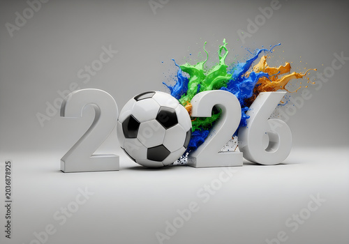 2026 soccer world cup concept with colorful paint splash