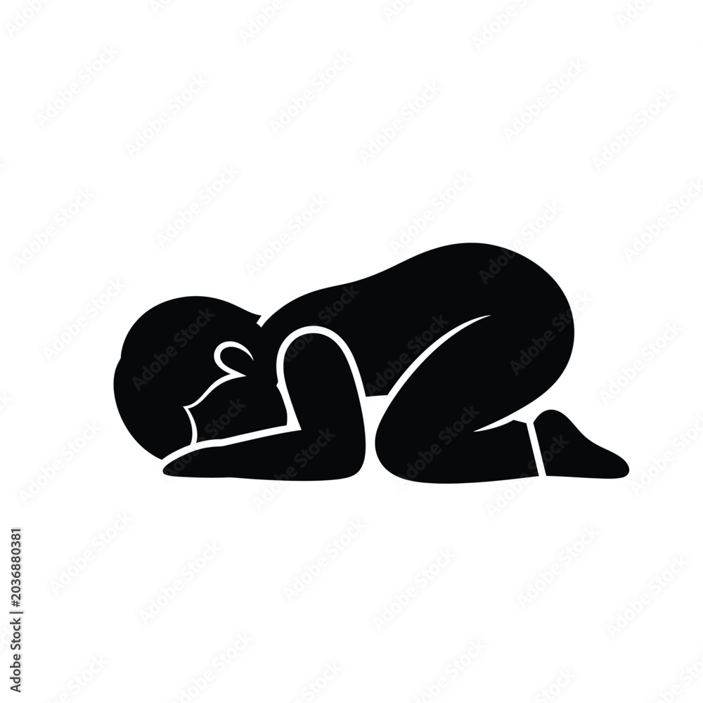 Fototapeta premium Man in Prayer Position Silhouette.