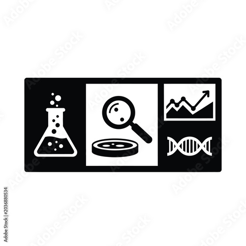 Science Laboratory Research Icons.