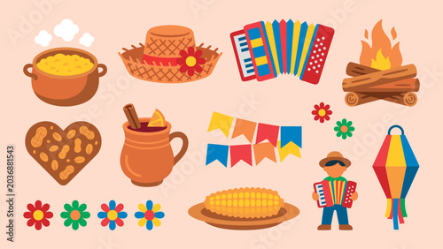 Photos Brazilian Festa Junina festival icon vector illustration