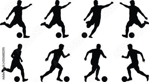 Cuadro en lienzo Soccer football player silhouettes collection showcasing professional athletes r