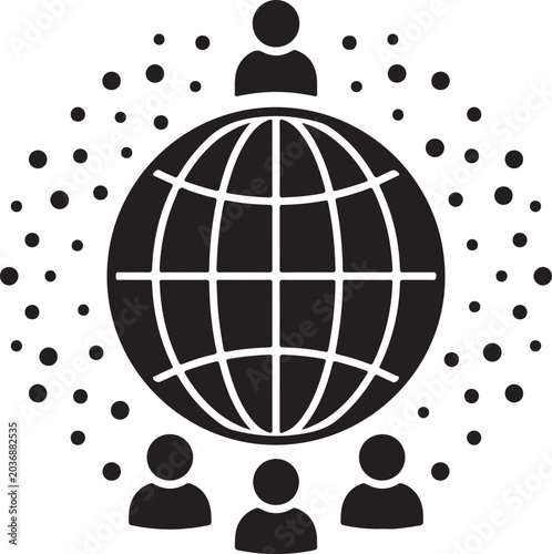 Globe Icon SVG | World Network & Global Connection Silhouette Clipart Vector