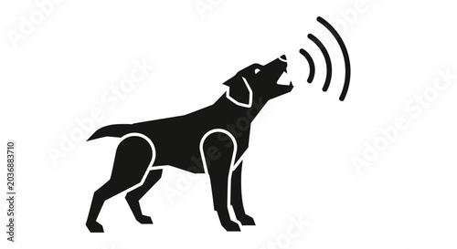 Bild auf Leinwand Dog silhouette barking with sound waves emanating from its mouth is isolated on a clean white background