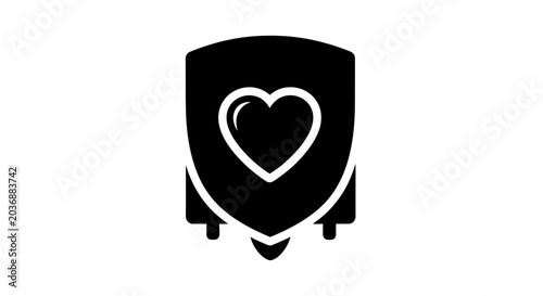 Tableau sur toile A shield with a heart symbol inside, representing protection, love, security, and care, often used in healthcare or personal safety contexts