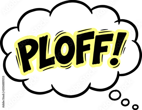 Принти на полотні Comic book sound effect PLOFF in speech bubble, retro pop art onomatopoeia vecto