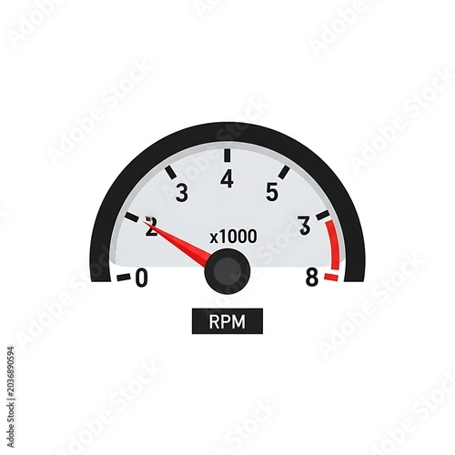 Car Tachometer Gauge Showing Engine RPM at 3000.