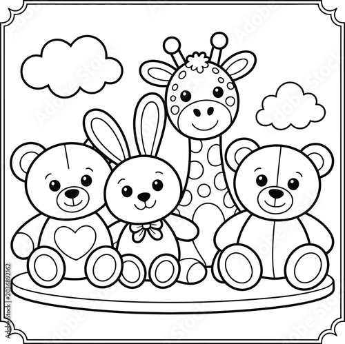 coloring book with funny cartoon animals