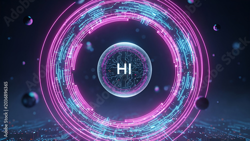 Abstract AI Brain Core Processing Digital Data