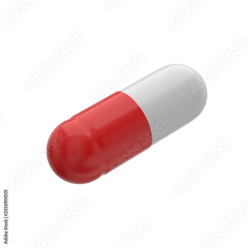 Pill capsules on a white background, 3D rendering.